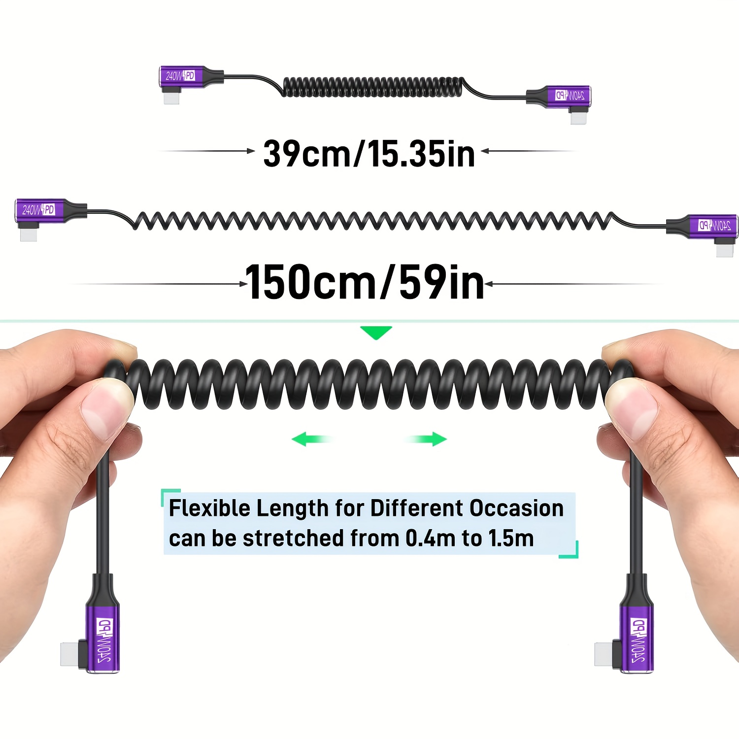 240W PD Coiled Spring Type-C C - Coiled Usb Cable 评论和价格