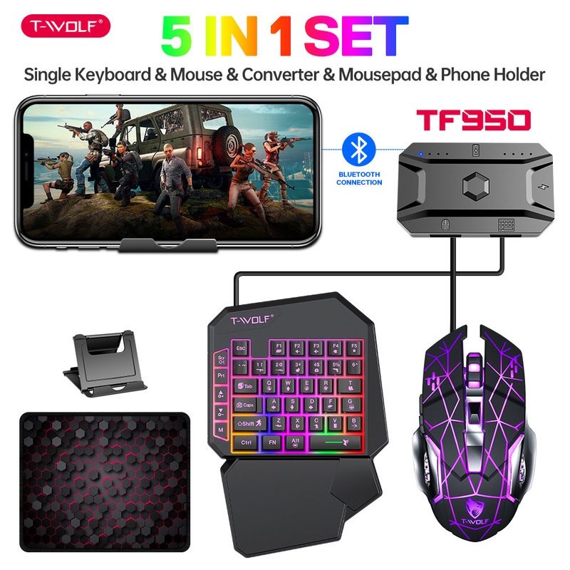 T-Wolf Tf950 5 In 1 One Handed - Gaming Keyboard Half 评论和价格