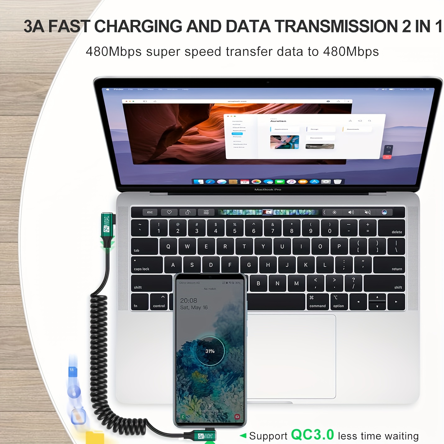 USB-C to USB-C Coiled Cable wi - Coiled Usb Cable 评论和价格
