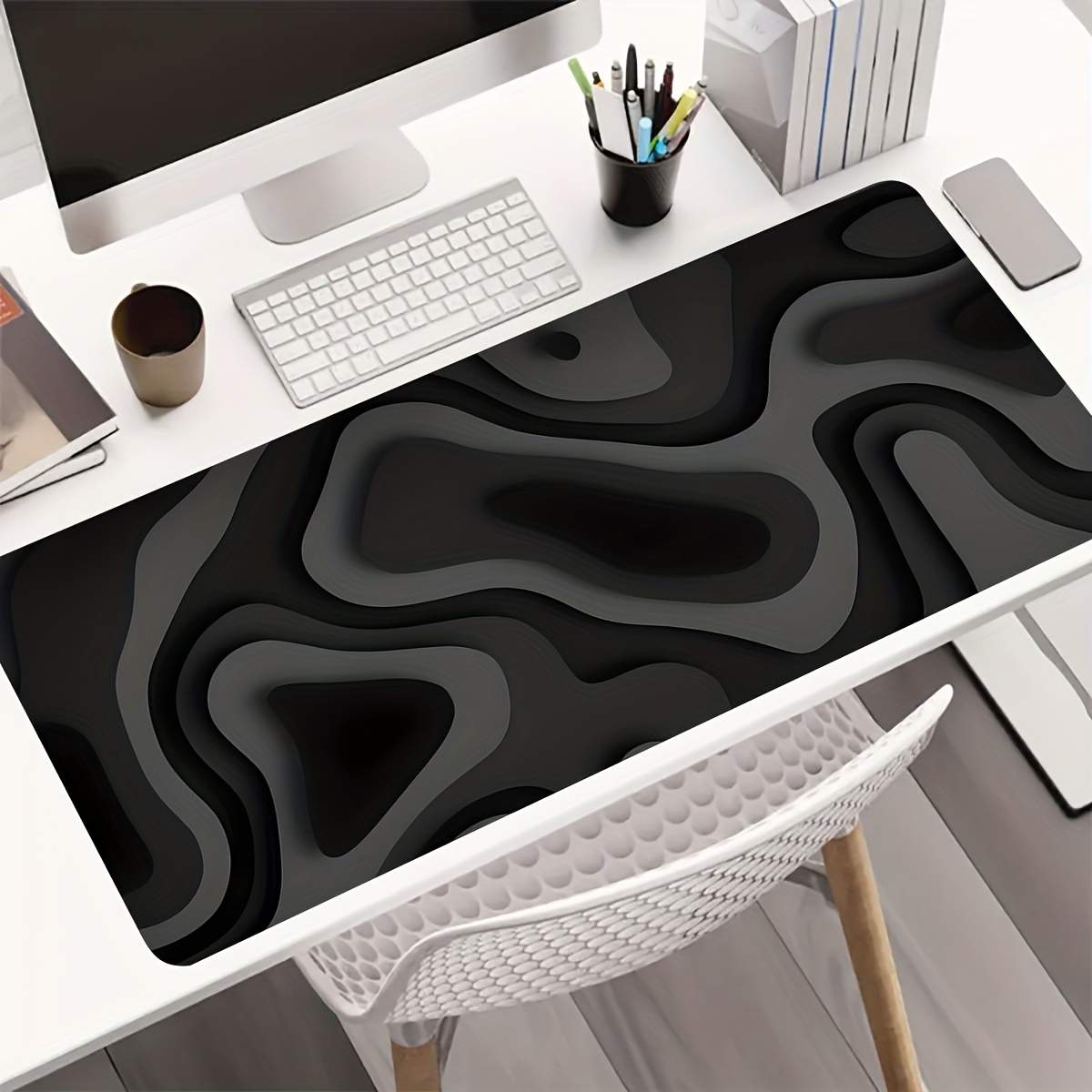 Black Gray Swirl Design Large  - Gaming Keyboard Brand 评论和价格