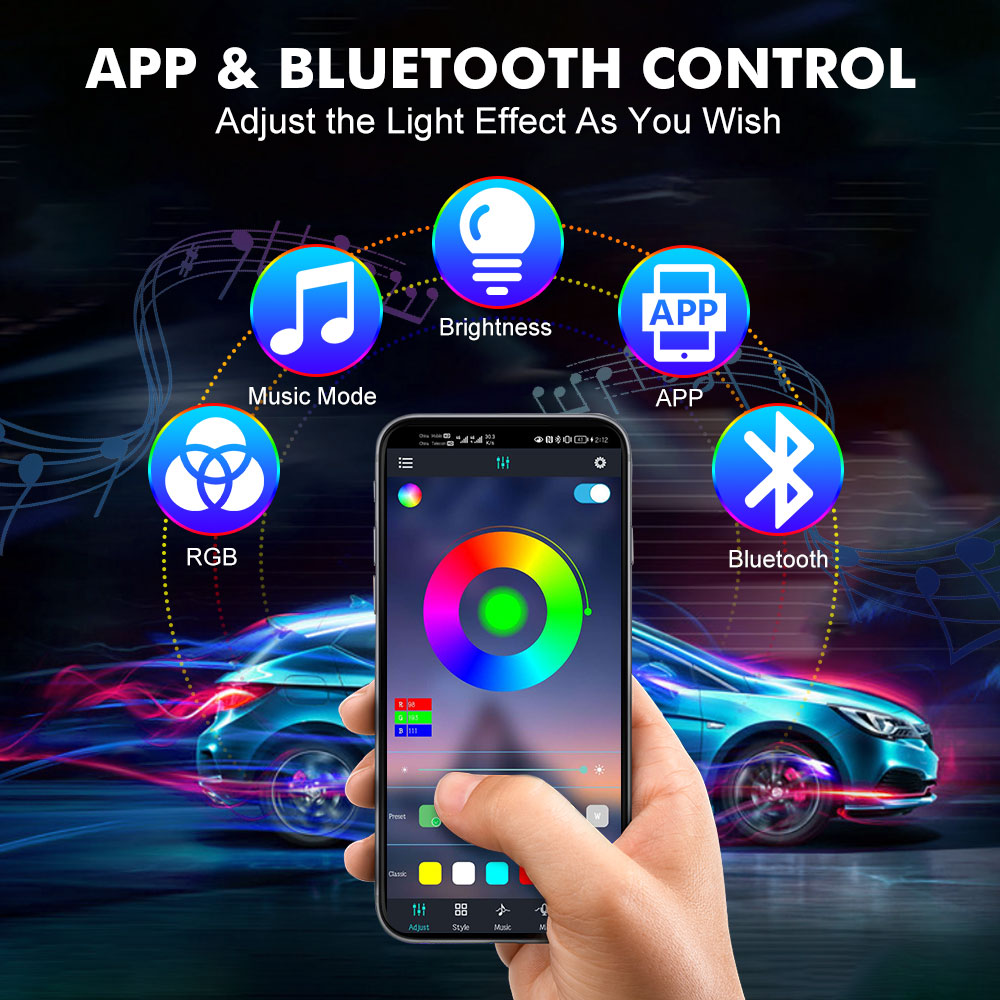 Neon LED Interior Car Light AP - Rgb Underglow Strip 评论和价格