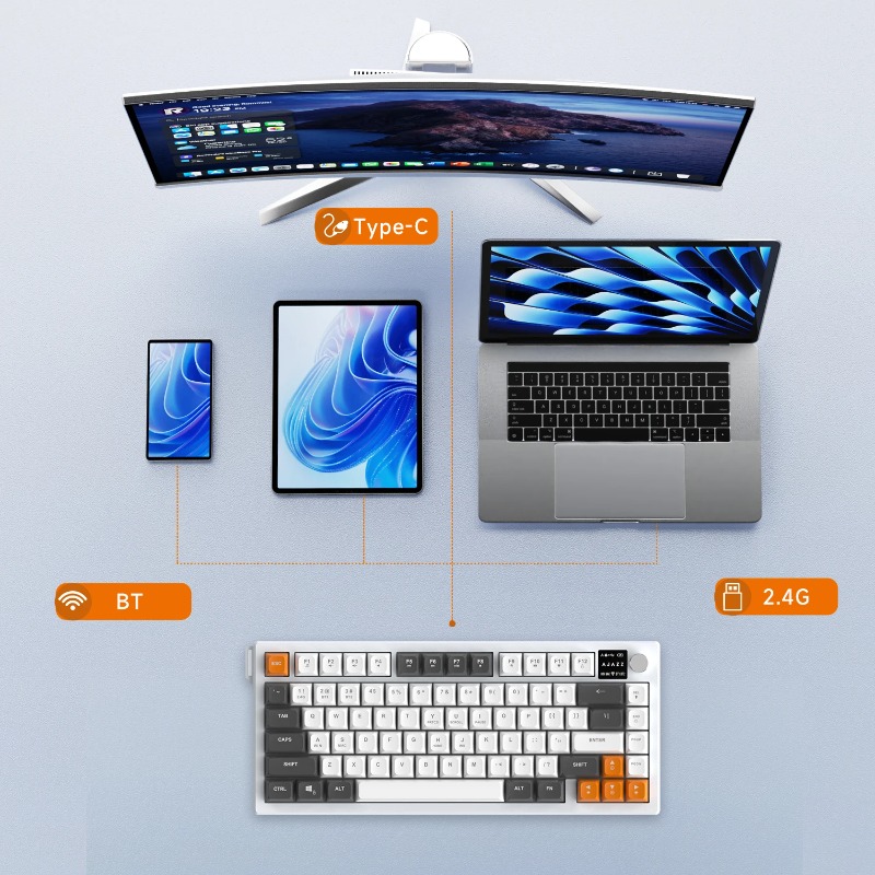 AJAZZ AF82 75% Tri-Mode Keyboa - Keyboard Gaming Mac 评论和价格